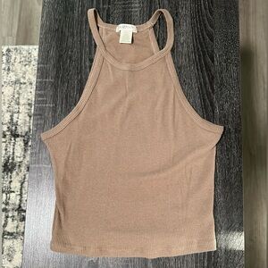 Bozzolo Tan Fitted Crop Tank Top